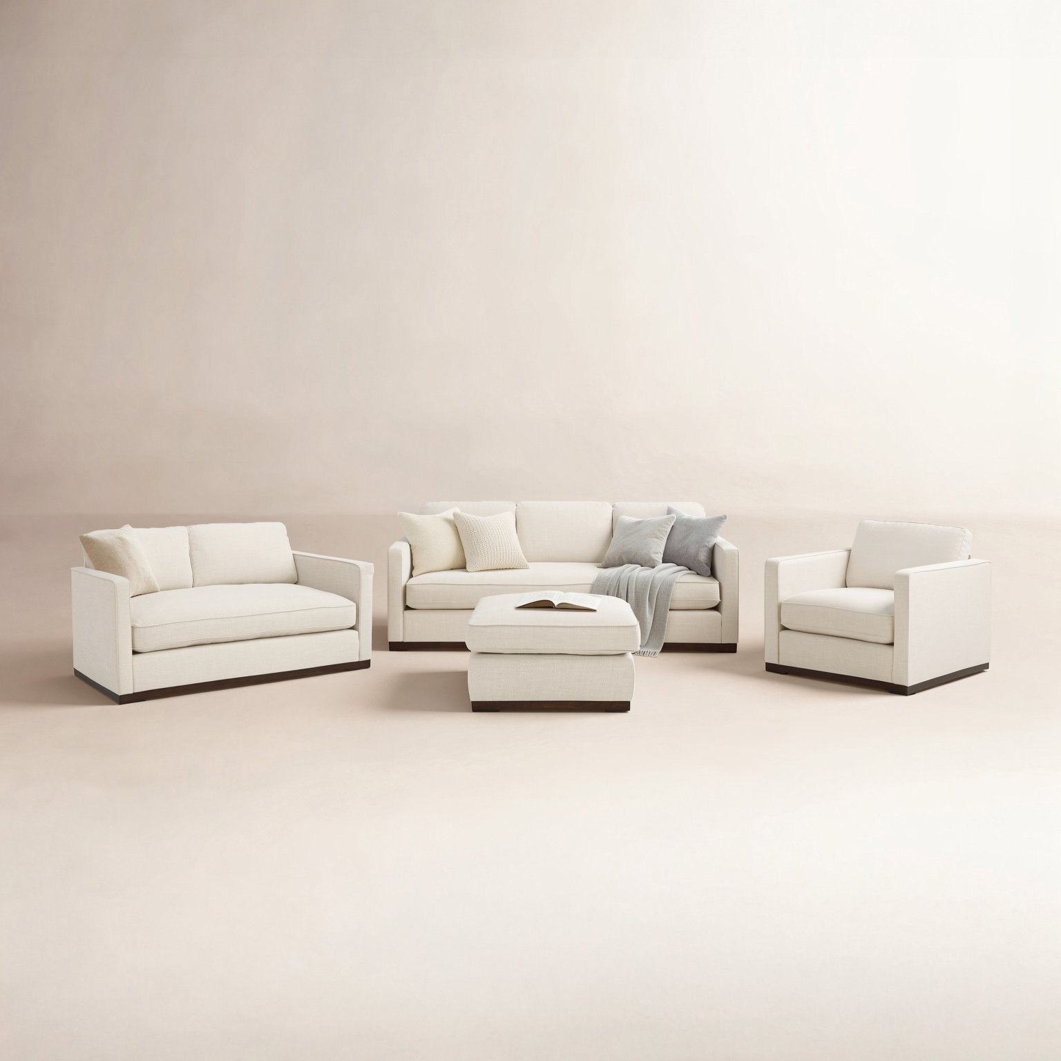 Bobbi 4-Piece Linen Living Room Set, Effie Linen Performance Linen