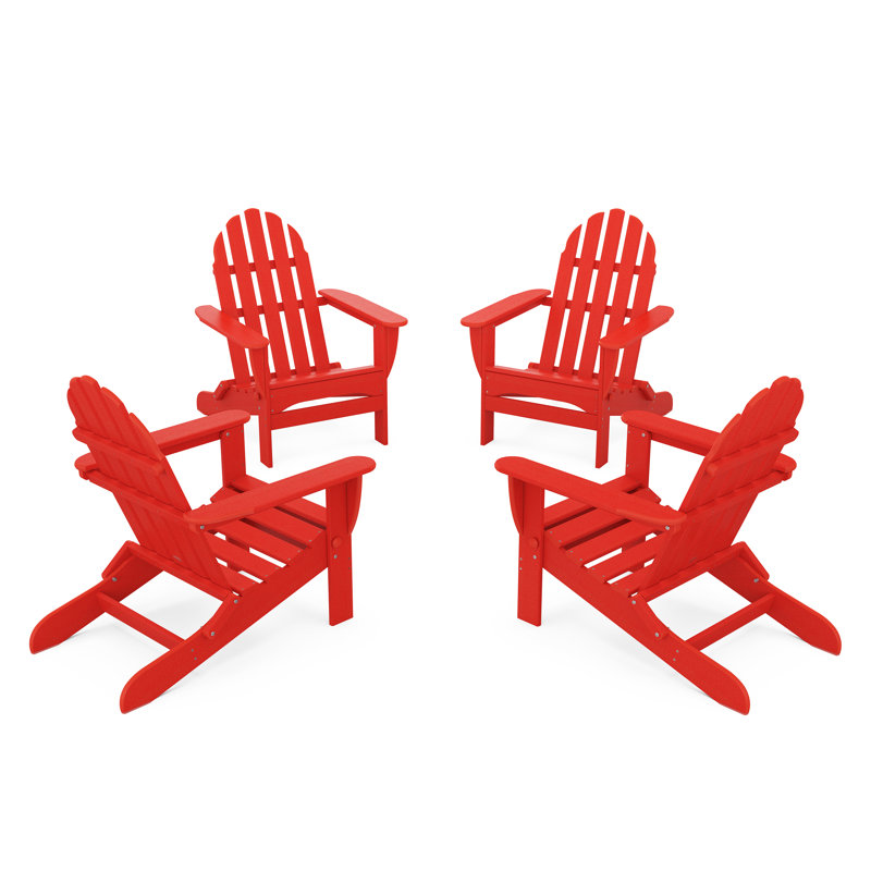4-Piece Classic Folding Adirondack Conversation Set, Sunset Red