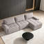 Canapé d'angle modulaire en lin gris en forme de L