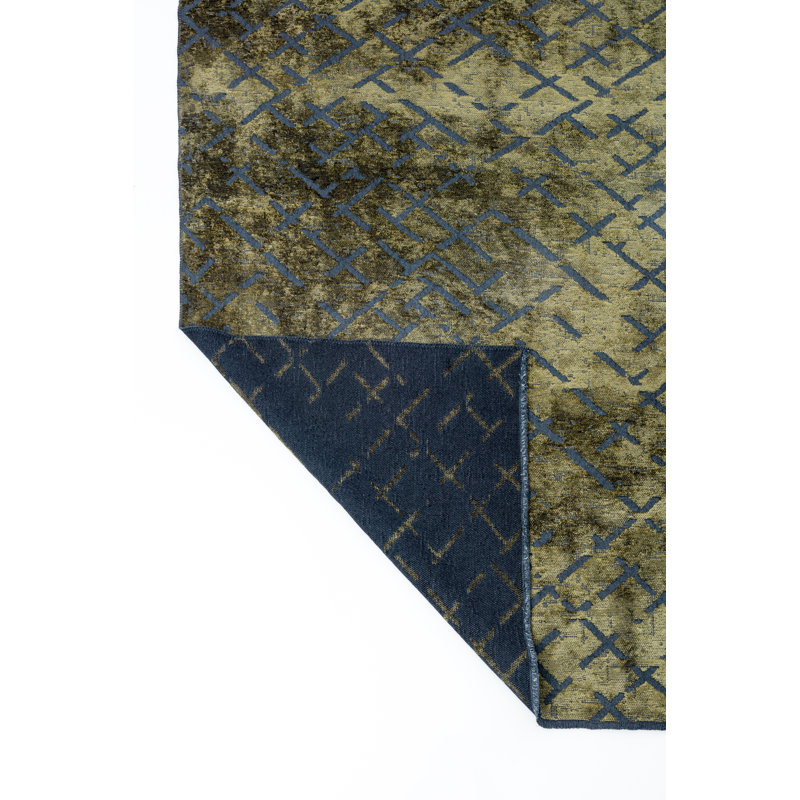Rapture Green Abstract Luxury Area Rug, Rectangle 7'10" x 11'2", Forest Green