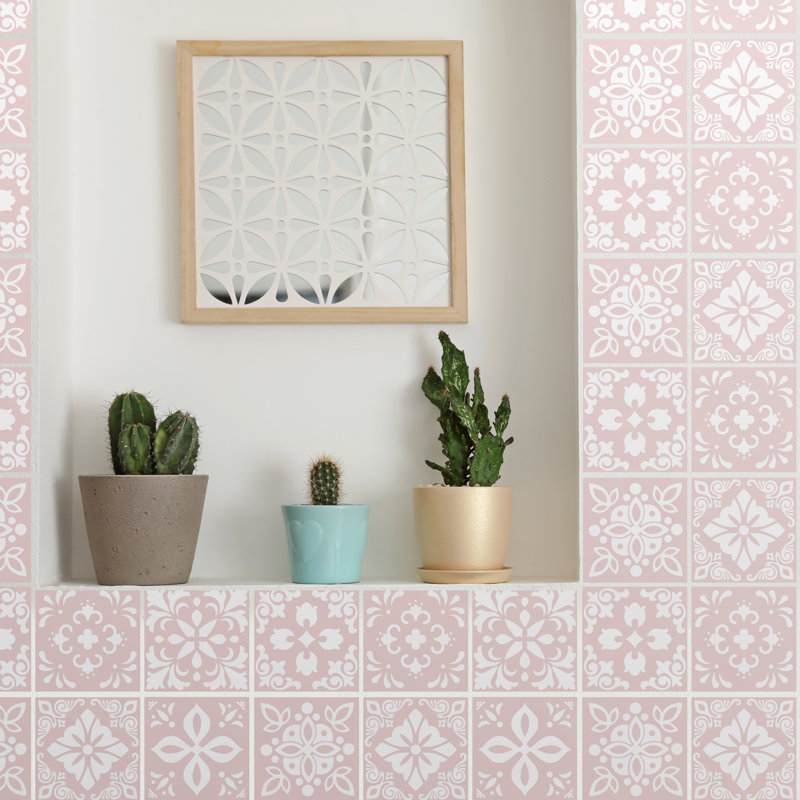 Bitter 15cm W x 15cm L PVC Peel and Stick Mosaic Tile, Light Pink