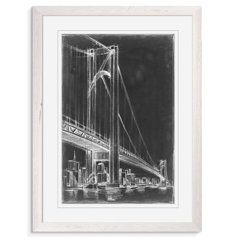 « suspension bridge blueprint i » par paul cezanne-image-cadre de dessin, H 22 po x l 30 po x P 1 po