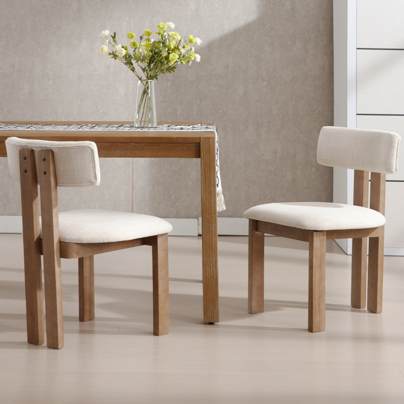 Chaises de salle à manger Janeene, Beige, Bois brun