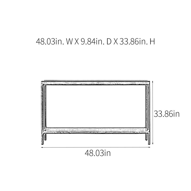 Console rustique simple, H 33,86 po x l 48,03 po x P 9,84 po, Bois naturel