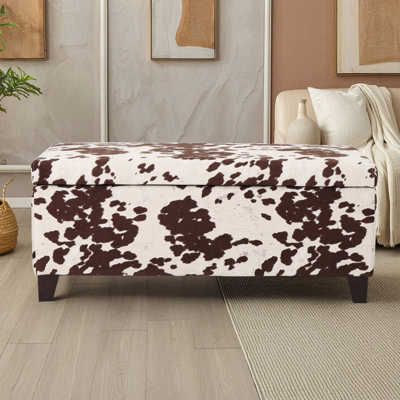 Pouf de rangement en velours avec espace intégré et revêtement lisse