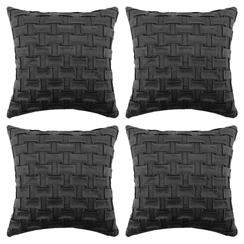Geometric Velvet Throw Pillow, Polyester/Polyfill, Dark Gray