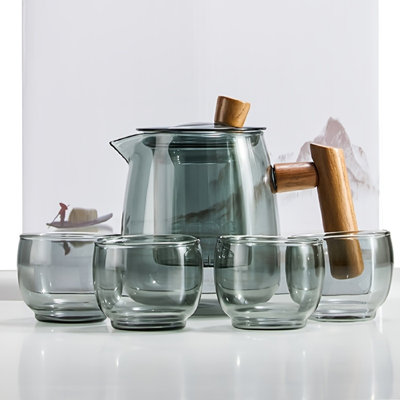 Ivy Bronx Chihara 17.9oz. Glass Solid Colour Teapot Set