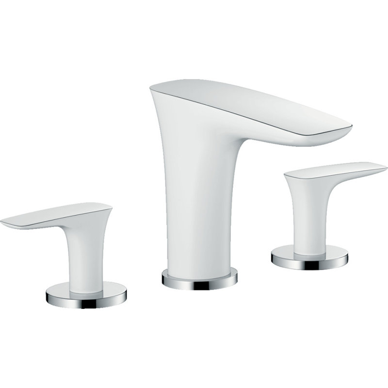 PuraVida Widespread Bathroom Faucet, Chrome/White