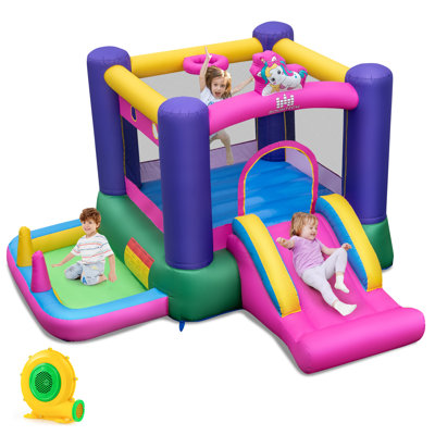  Château gonflable gonflable 6-en-1 avec fosse à boules avec ventilateur 480w