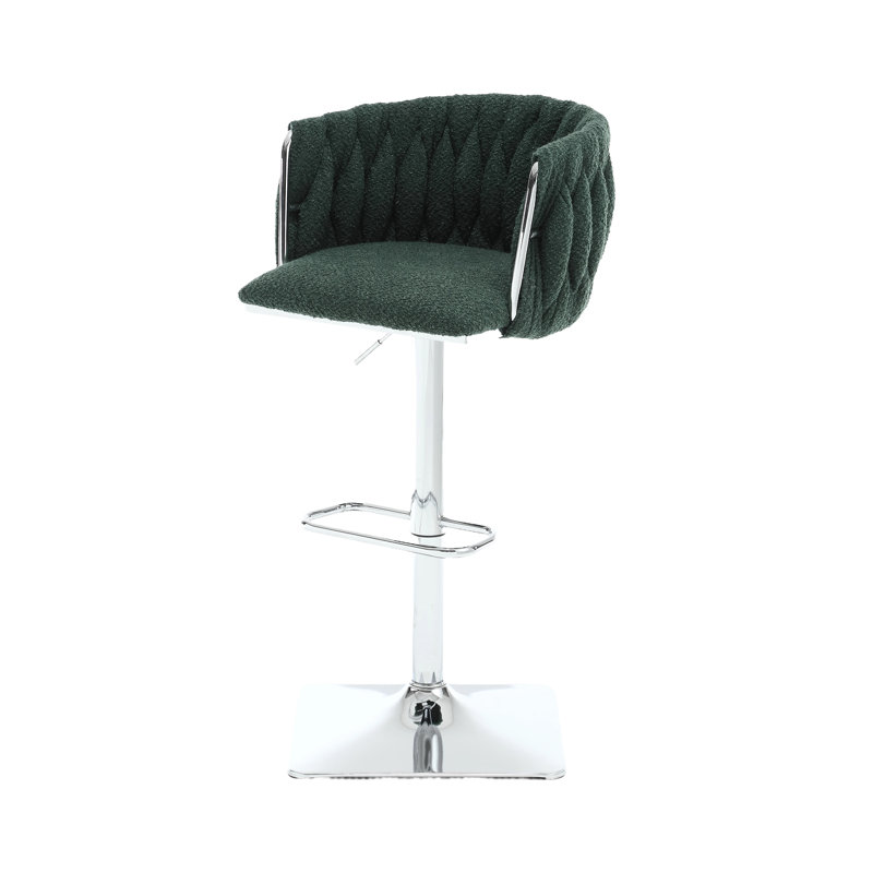 Dalicia Swivel Upholstered 65.02cm Counter Stool with Metal Frame, Emerald