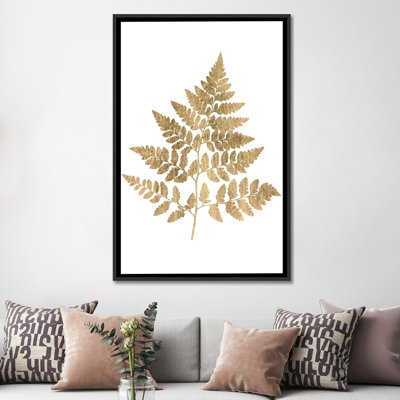 «Graphic Gold Fern I» - Impression sur toile tendue