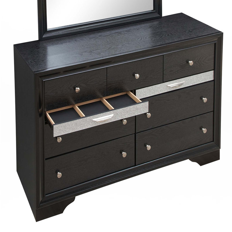 Commode 9 tiroirs, Noir