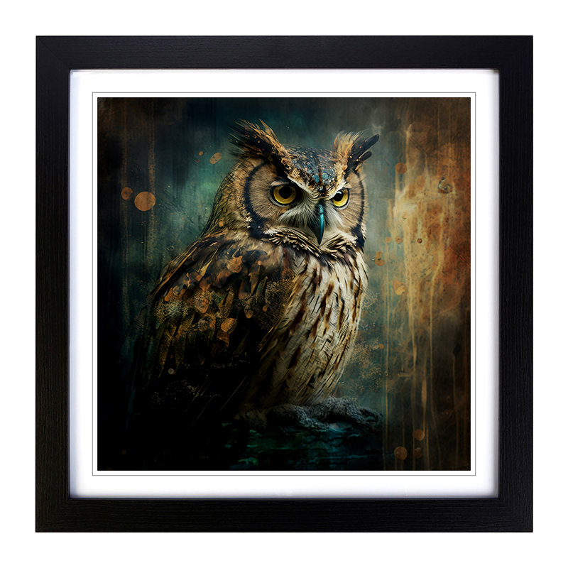 Owl - Framed Print, Black