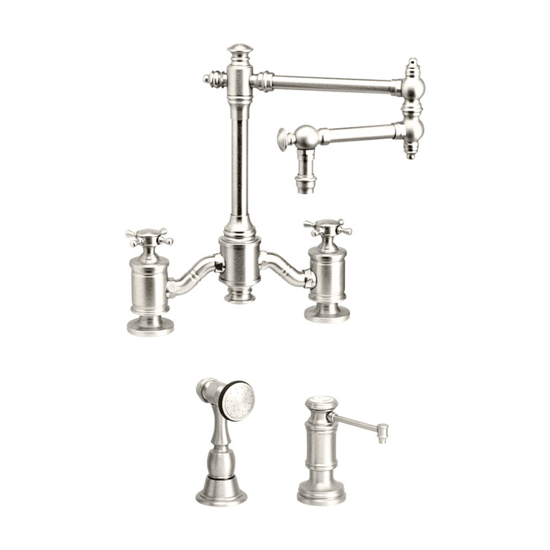 Towson Bridge Faucet - 12" Articulated Spout, Antique Bronze