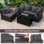 Ensemble de 5 meubles de patio en rotin avec cadre et table de foyer 60 000 BTU gris-863529219