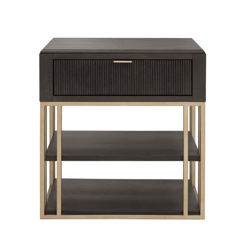 West End Loft Open Shelf Nightstand with Storage Drawer