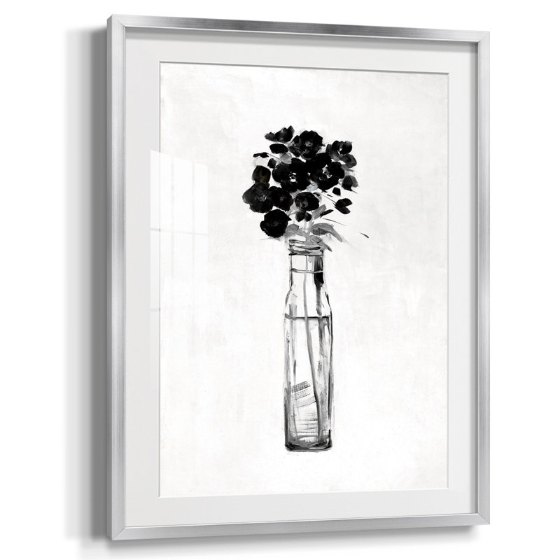 Zen Shapes II - Matted and Framed Under Acrylic Glass, Large Living Room Wall Art, Silver Framed Paper, White