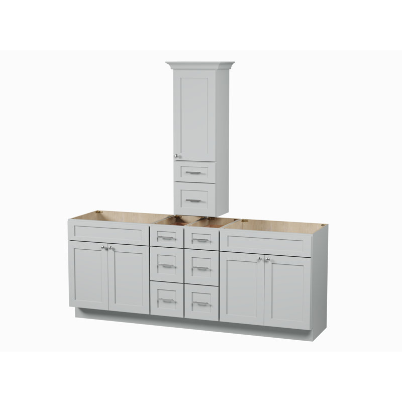 Ensemble de meuble-lavabo double 84 po avec comptoir Disar, Gris