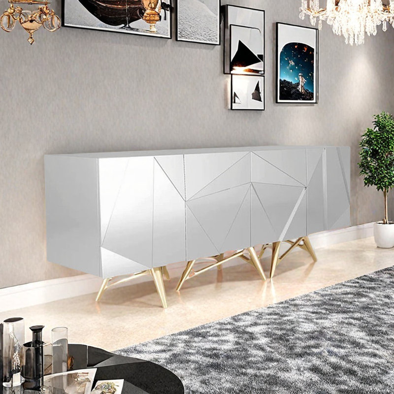 Buffet de ménage de luxe, H 32,28 po x l 70,87 po x P 19,69 po, Argent argent