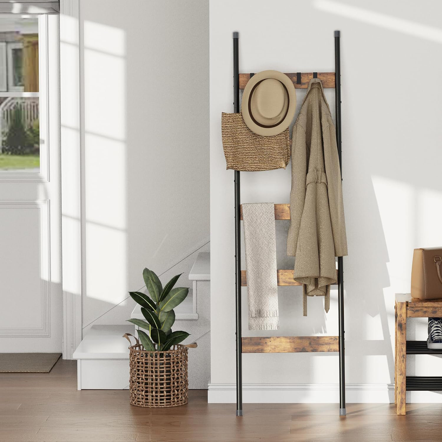 17 Stories Blanket Ladder, 5-Tier Towel Holder With Removable