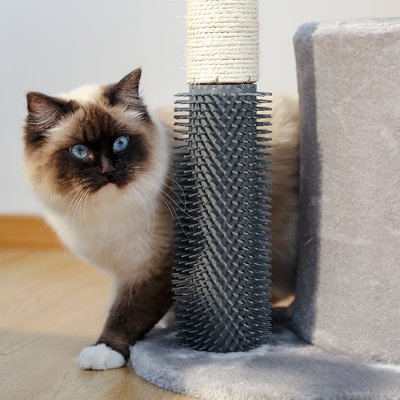 Petit arbre à chat 32,7 po, tour pour chat avec brosse autoportante et grattoir en sisal