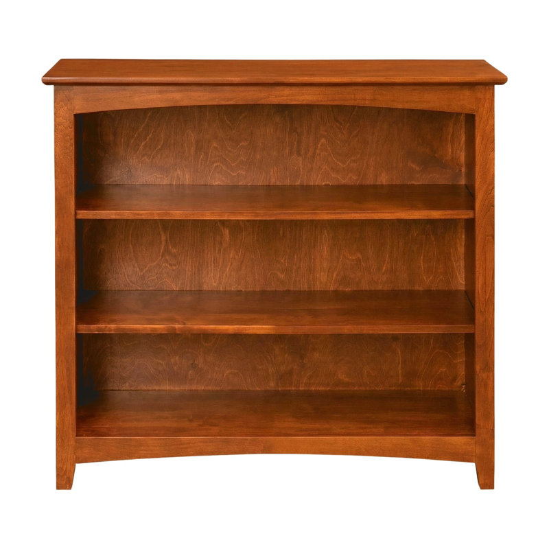 Malani 36" H Solid Wood Classic Bookcase, Antique Cherry, (3 Shelves) 36"H x 37.75"W x 12.875"D