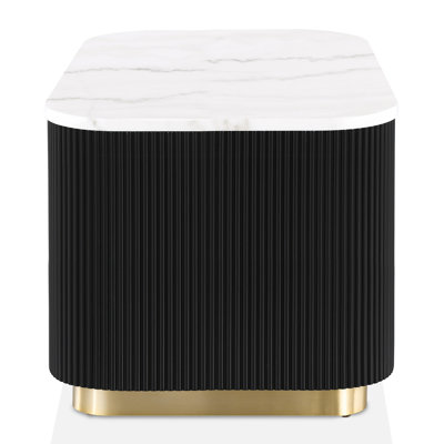 Kirtin Square Marble End Table With Gold Accent Base