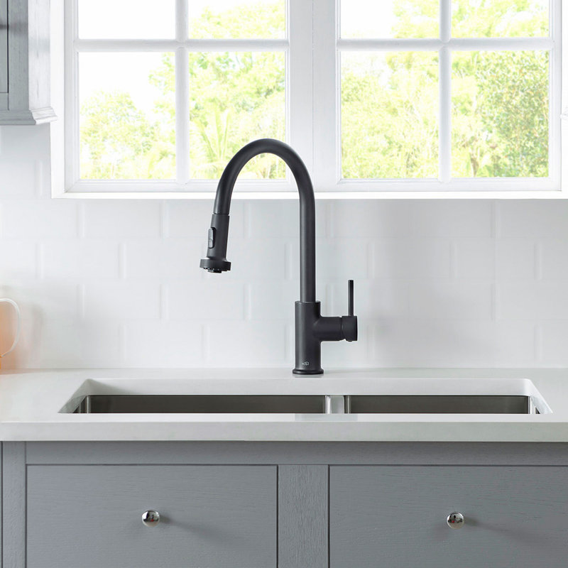 KIBI Casa Pull Down Kitchen Faucet, Matte Black, Without Soap Dispenser