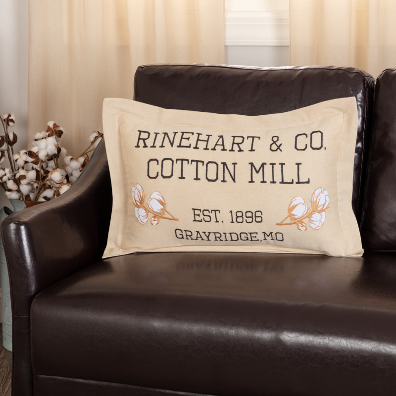 Ashmont Tan Embroidered Cotton Lumbar Throw Pillow