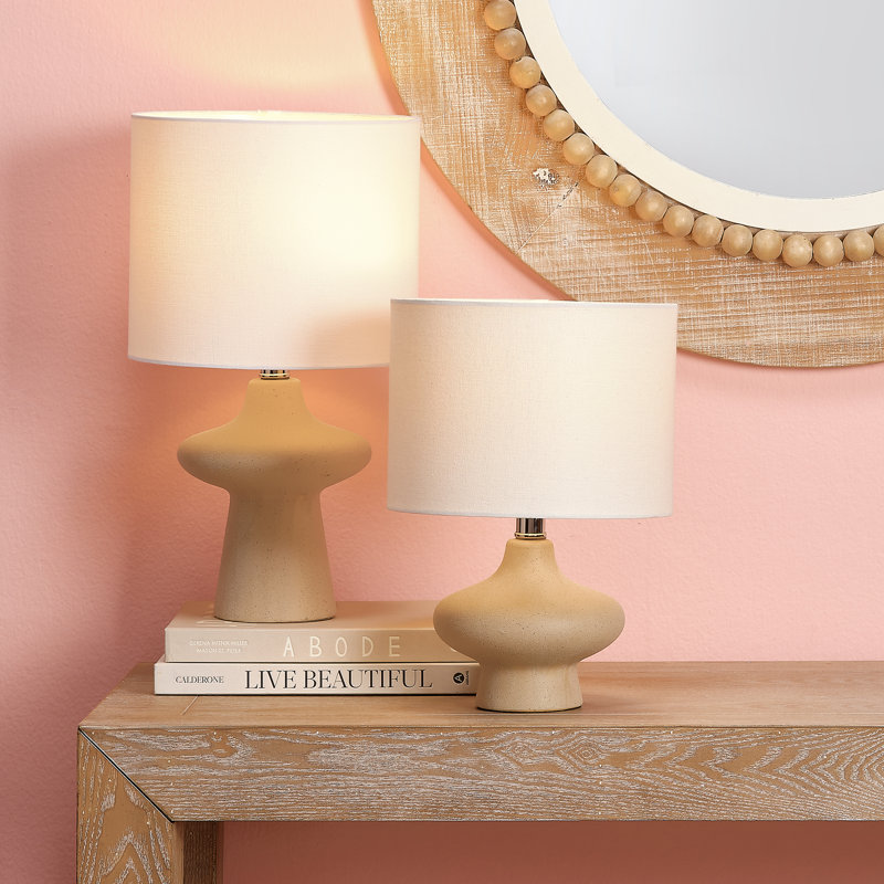 Beige Ceramic Table Lamp with Linen Shade