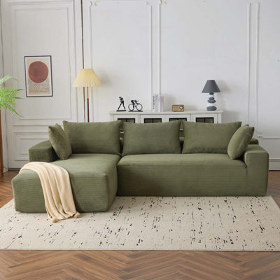 Très grand canapé modulaire profond désossé de 108 po x 68 po, canapé nuage pour 4 personnes, peut s'asseoir ou s'allonger, canapé modulaire en velours côtelé de salon, aucun assemblage requis