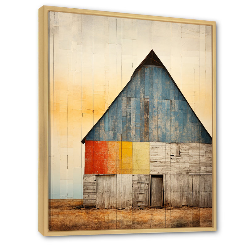 «Minimalisme Barn Mute Tone», reproduction d'art sur toile_106683, Cadre naturel flottant, H 32 po x l 24 po x P 1 po