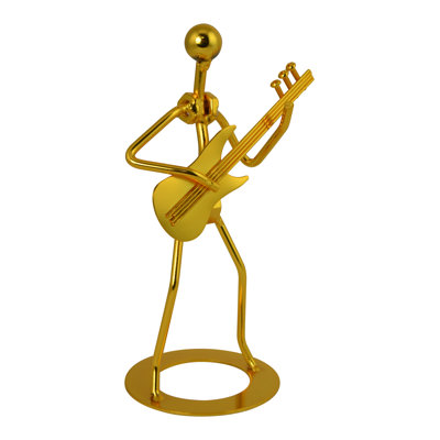7" Gold Metal Guitar Player Figurine