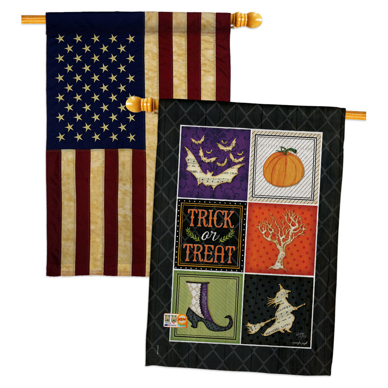 Drapeau de maison en polyester 40 x 28 po Trick or Friate