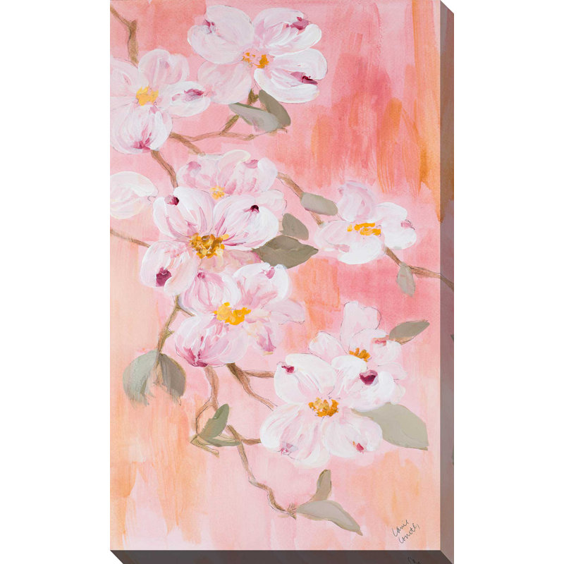 «Simply Dogwood I», reproduction de peinture acrylique, H 48 po x l 28 po x P 1,5 po, Toile tendue