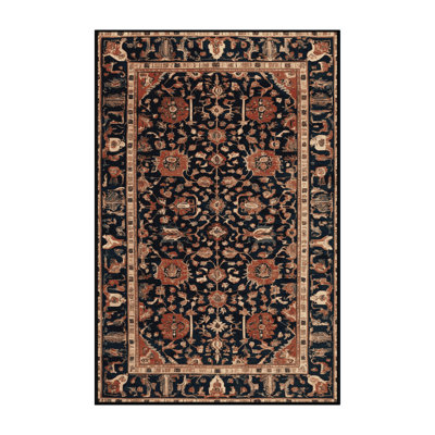Machine Washable Persian Black Area Rug