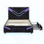 Structure de lit rembourrée avec lumières DEL, lit plateforme en cuir PU avec tablette de rangement, 2 tiroirs en acier-1096407931