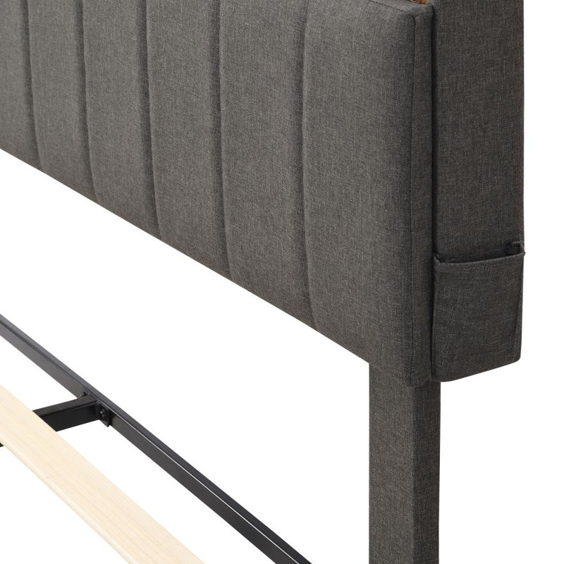 Grand lit-bateau avec rangement Kewell, Double, Gris