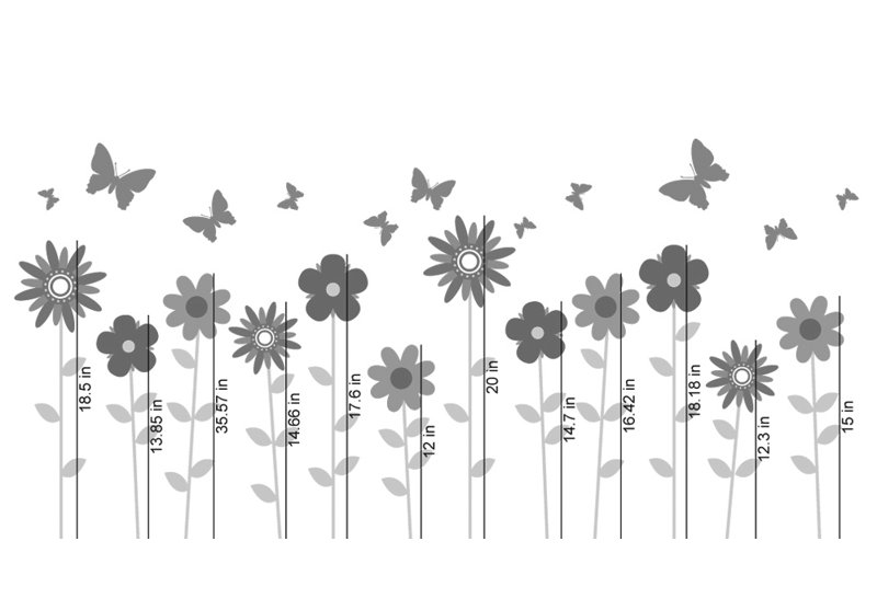 Décalcomanie murale fleur et papillon, Schéma B