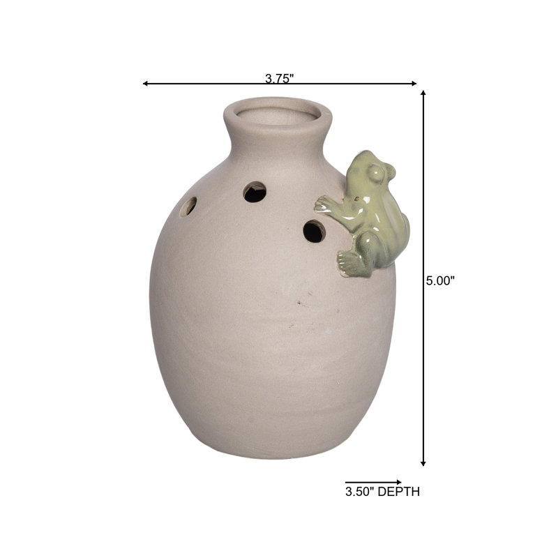 Medium Ceramic Vase with Frog