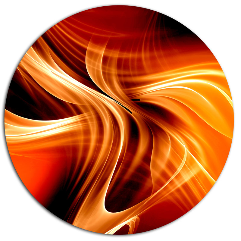 23" Round Orange Abstract Metal Wall Art