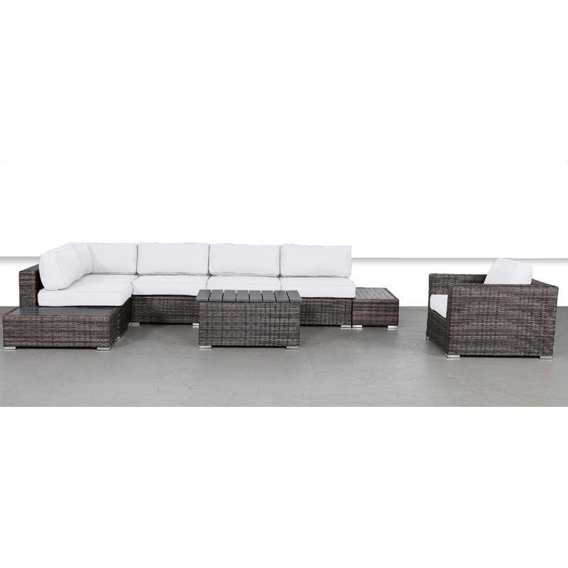 Ensemble de conversation modulaire avec coussins Sunbrella 9 pièces Deshell |, Brun
