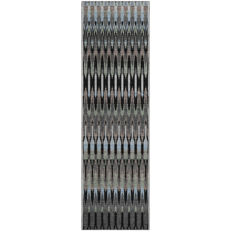 Premium Machine Washable Prisco Black Rug, Runner 2'3" x 7'6"