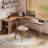 Brown L-Shaped Solid Wood  corner  desk-108349346-108349343