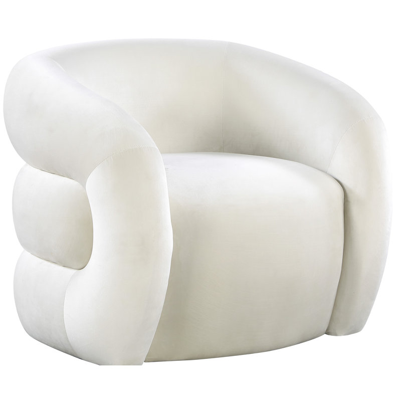 Fauteuil en velours l 33 po Roxbury, Velours crème