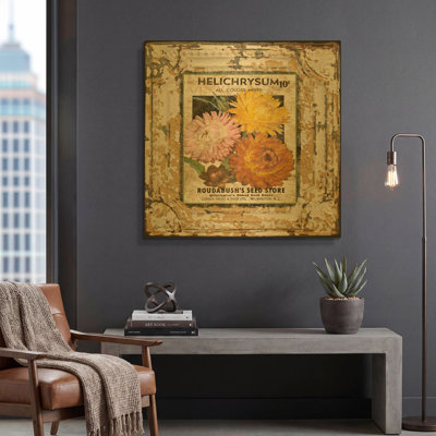 'Tin Tile Helchrysum' By Jean Plout Gold Metal Wall Art, 36" x 36"