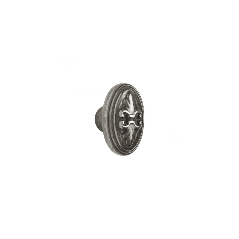 Fleur De Lis Bronze Oval Knob, Silicon Bronze Dark Lustre