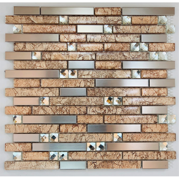 0.6" x 4" Metal/Glass Linear Mosaic Wall Tile