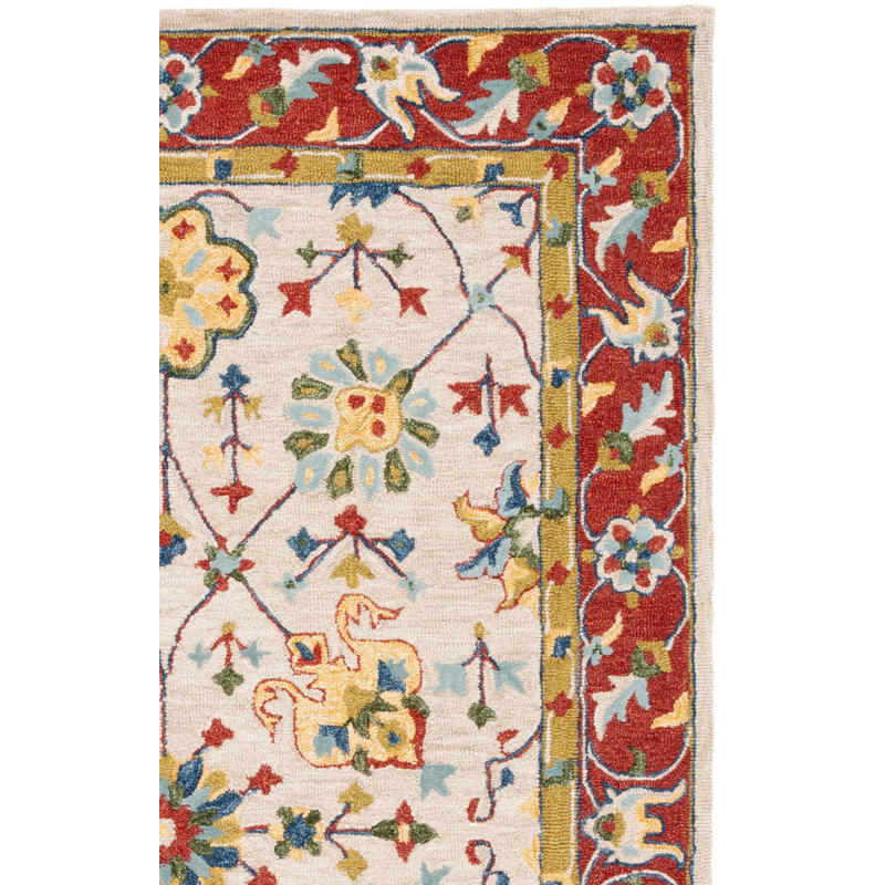 Argonaut Micro-Loop 386 Area Rug In Ivory/Red, Square 5'