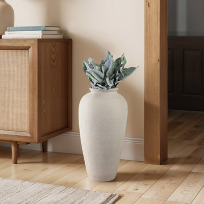 Vase Terracotta Casual Style Decorative Accent for Home Office Bedroom or Living Room Decor - 18" White